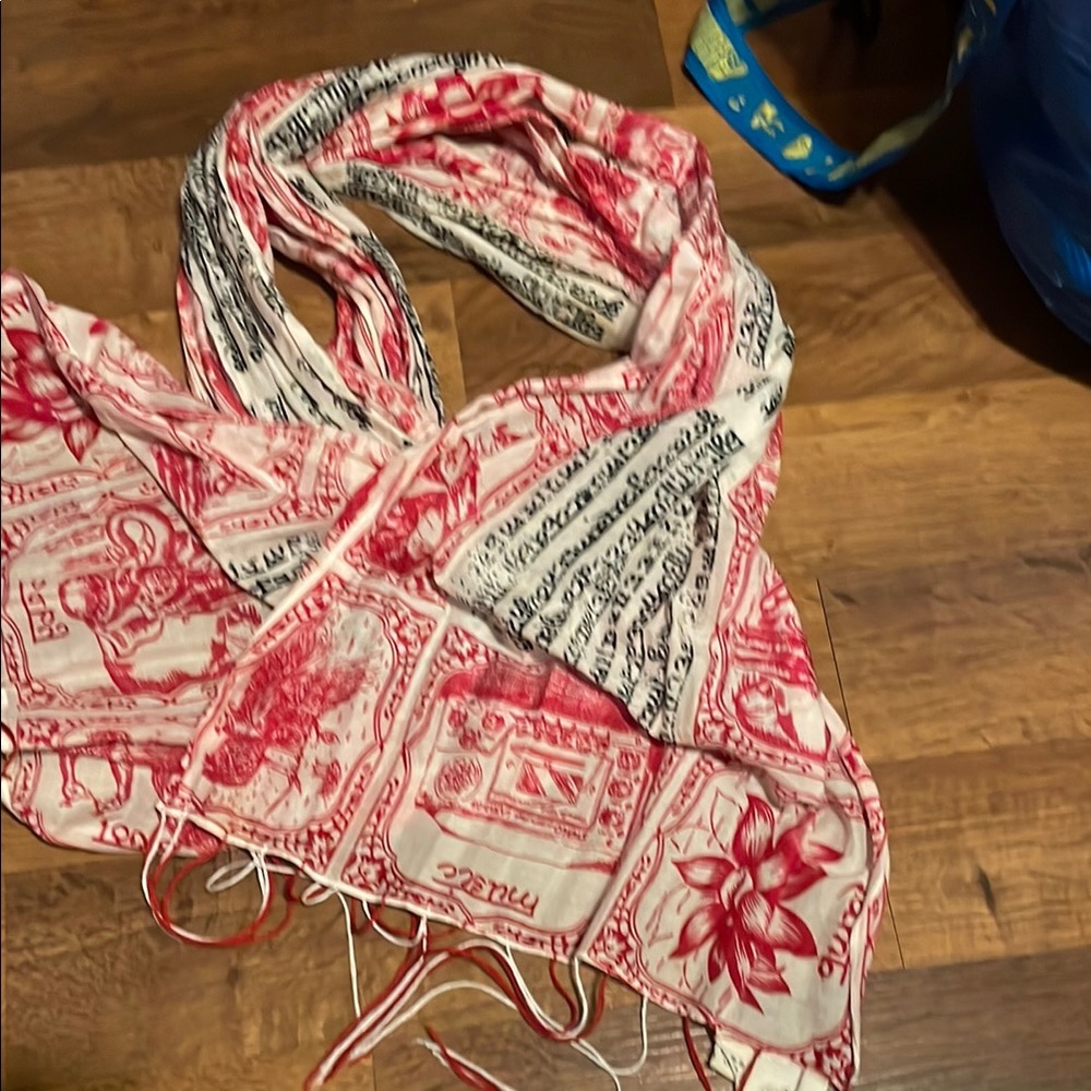 L.A.M.B. Henna print Red and White scarf